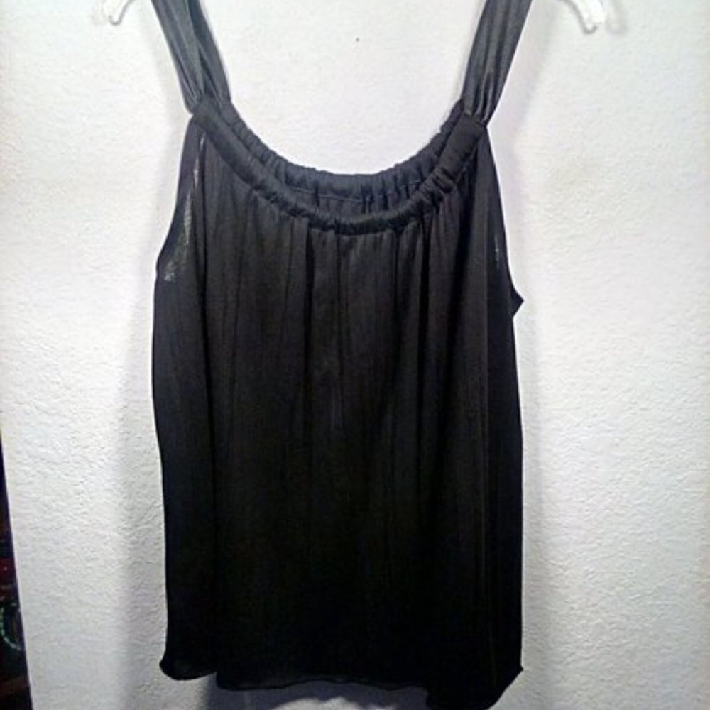 Jaclyn Smith Satin Trimmed  Halter Style Tank Top Womens L Color: Black